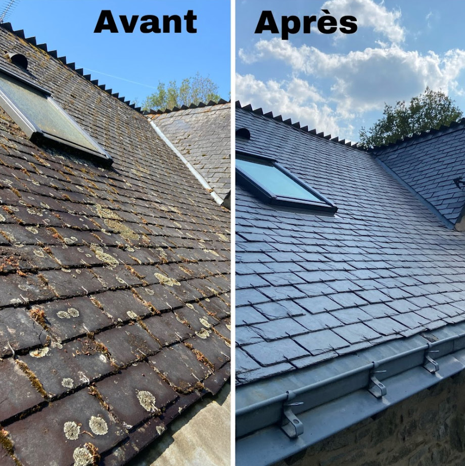 Démoussage de toiture, façade et muret