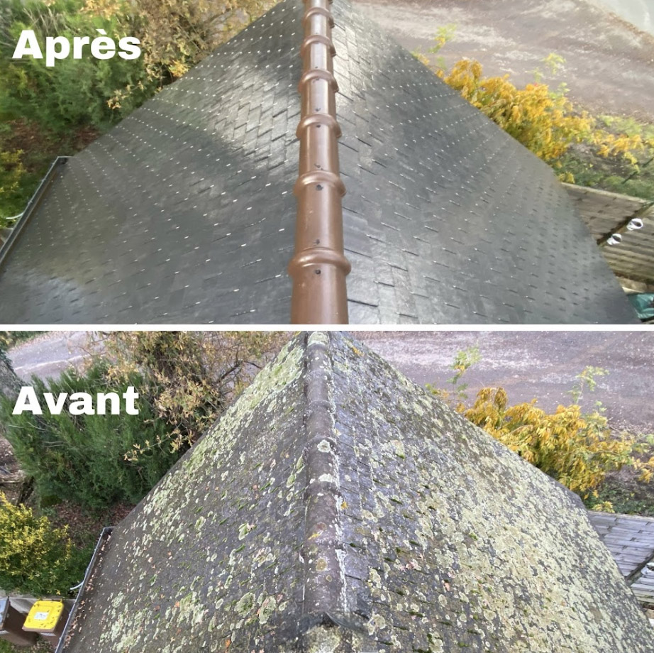 Démoussage de toiture, façade et muret