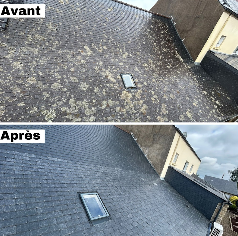 Démoussage de toiture, façade et muret