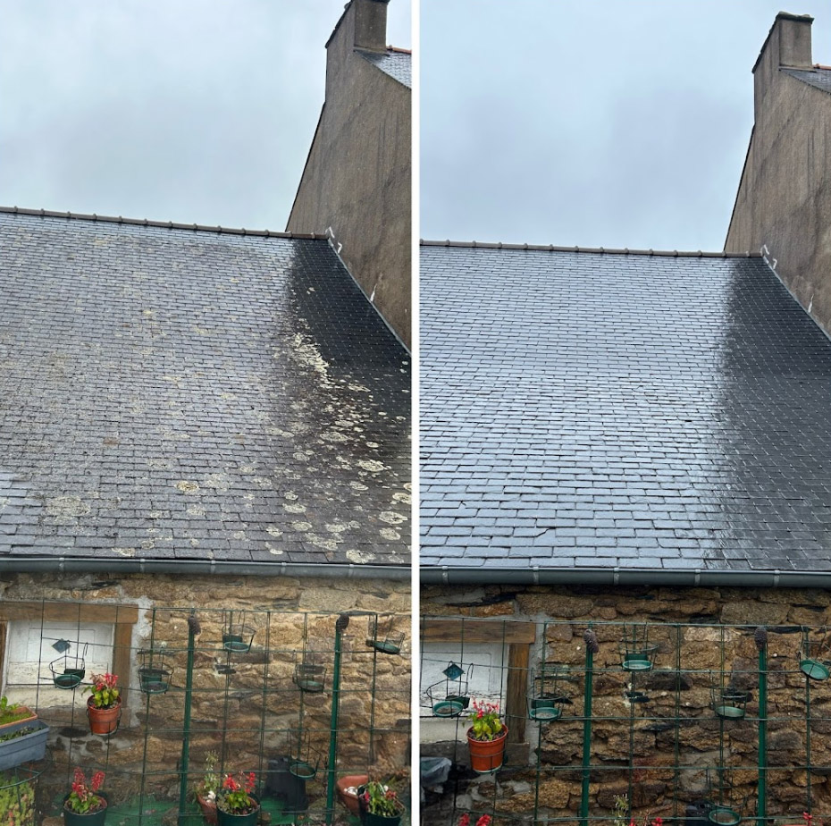Démoussage de toiture, façade et muret