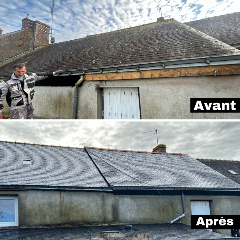 Démoussage de toiture, façade et muret