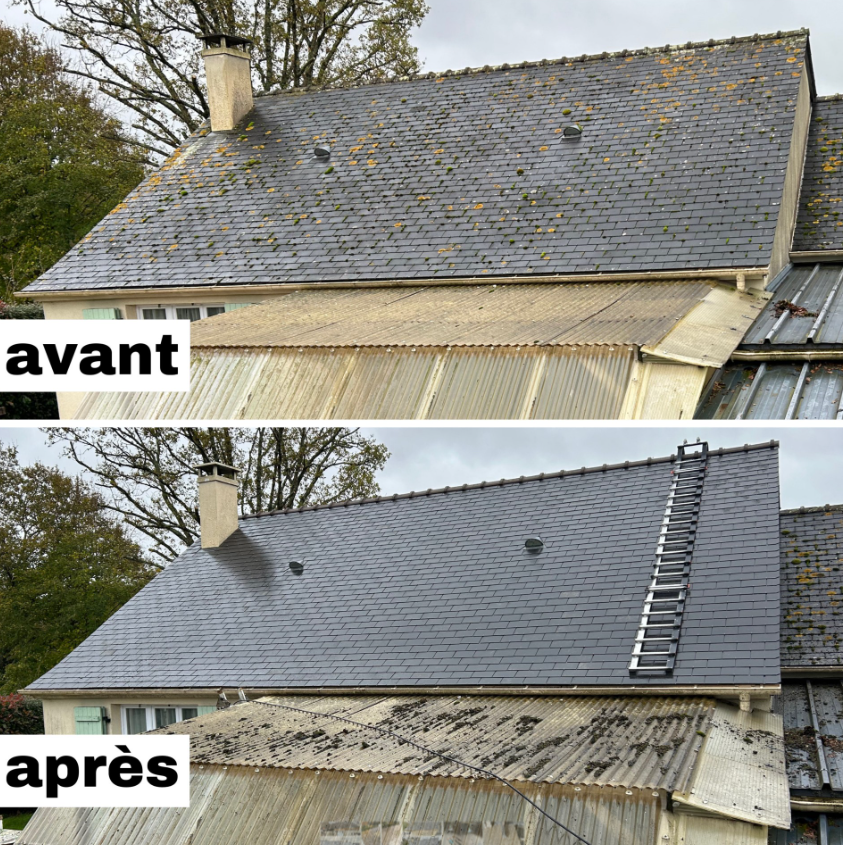 Démoussage de toiture, façade et muret